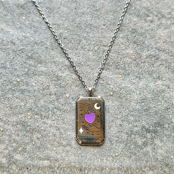 Lovers Tarot Card Silver Bohemian Tarnish Free Necklace NEW - Picture 5 of 7